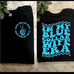 blue collar wife shirt cute popular trending retro black and blue